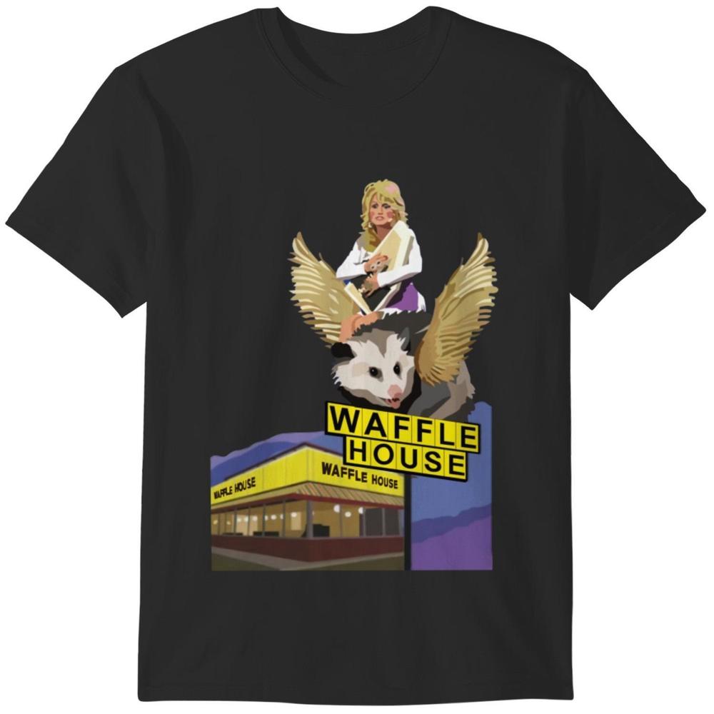 Dolly Parton Riding A Winged Possum Over Waffle House Shirt